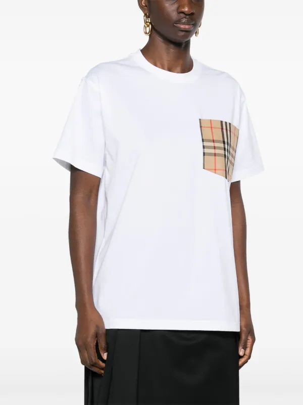 Burberry Womens Vintage store Check White T-Shirt (Small)