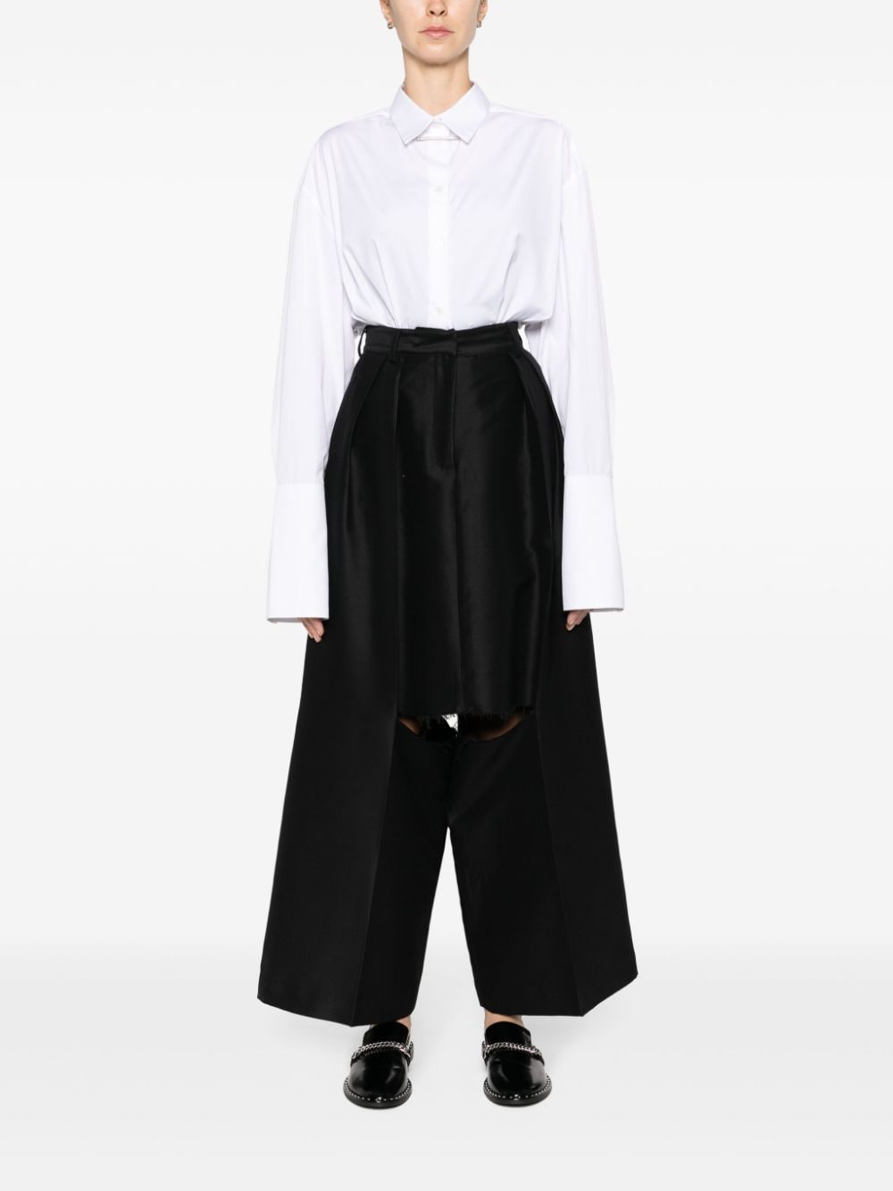 Shop Niccolò Pasqualetti Brezza Layered Wide-leg Trousers In Black