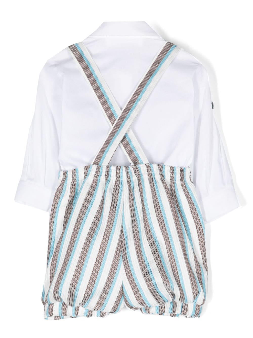 Shop Colorichiari Striped Buttoned Shorts Set In 白色