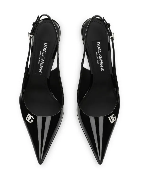 Dolce & Gabbana Scarpin De Couro Com Placa De Logo | Preto