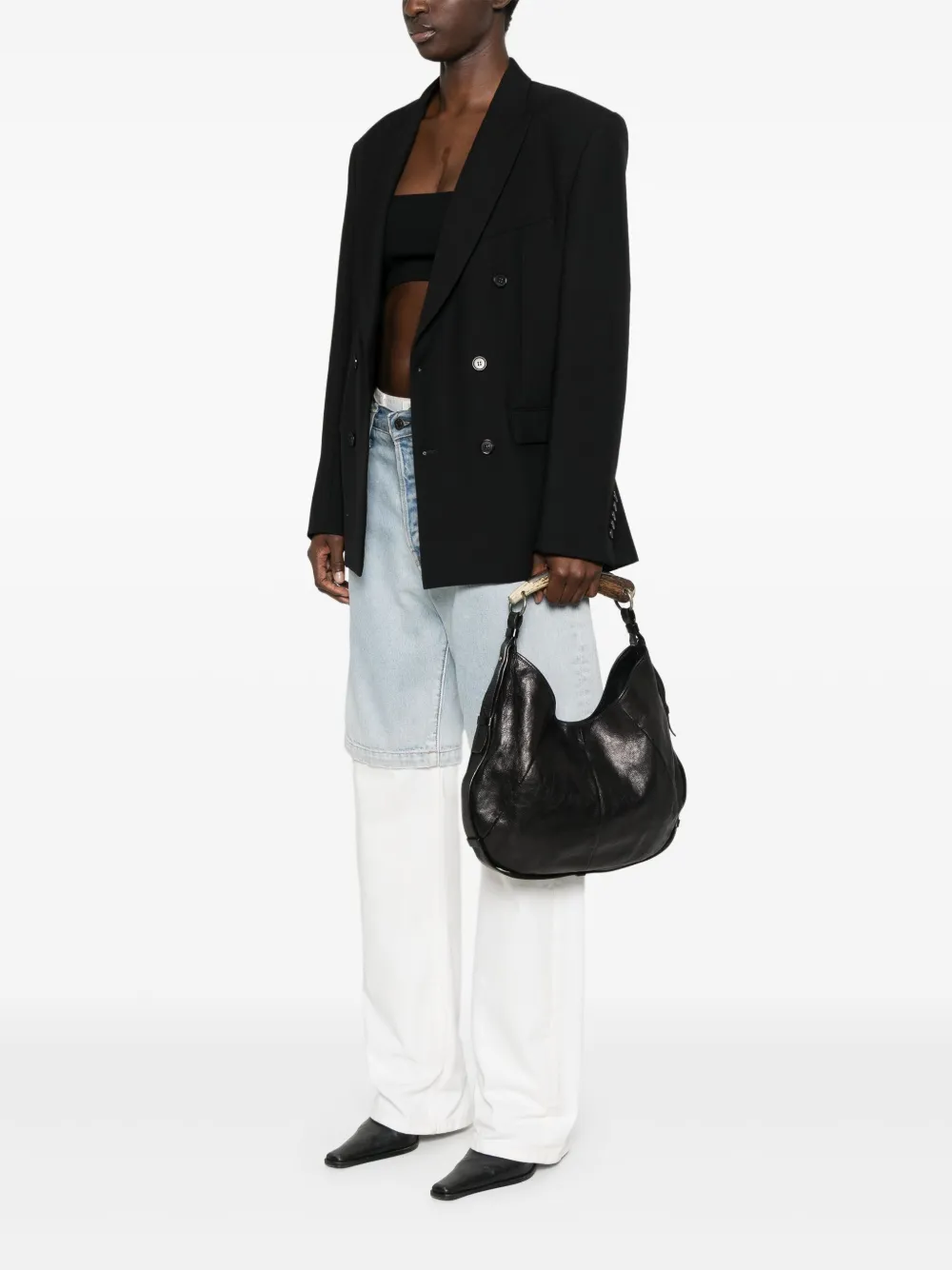 Saint Laurent Pre-Owned 2010s Mombasa leren schoudertas - Zwart