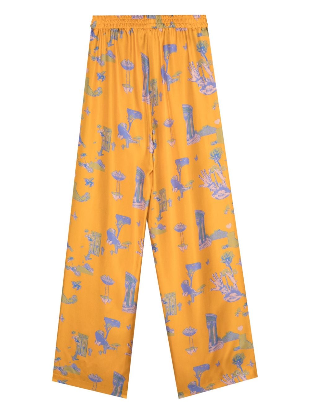 Shop Odeeh Graphic-print Wide-leg Trousers In Orange