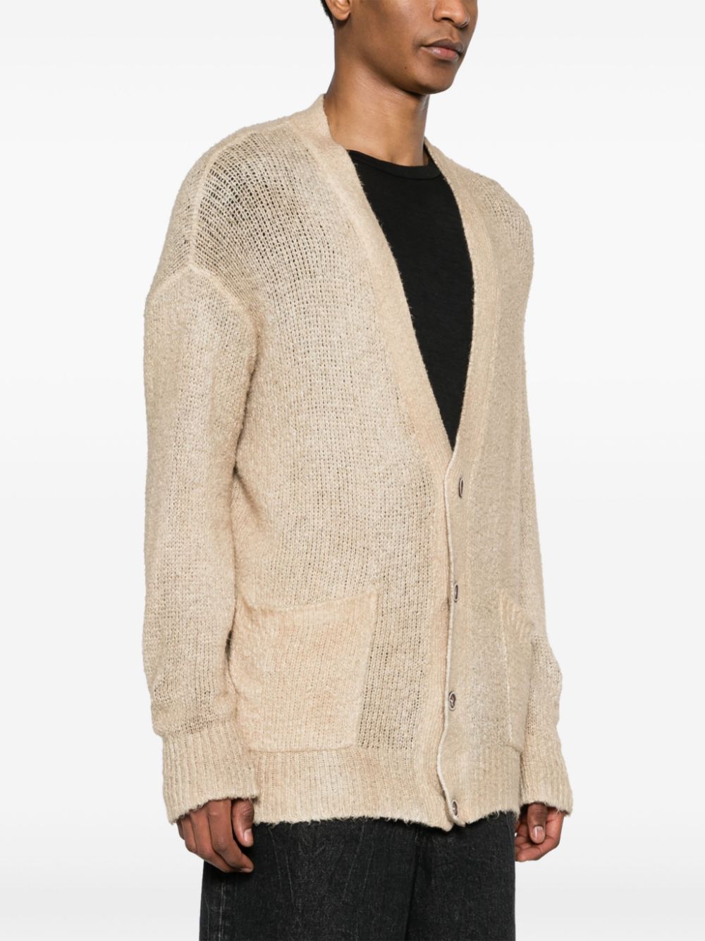 Shop Avant Toi Brushed-effect Drop-shoulder Cardigan In Neutrals