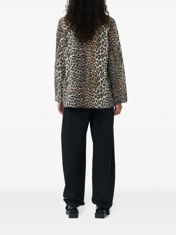 GANNI leopard-print Canvas Shirt Jacket | Brown | FARFETCH