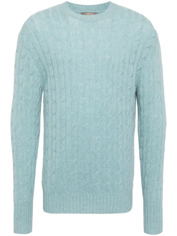 N.Peal Thames ケーブルニット セーター | ブルー | FARFETCH JP