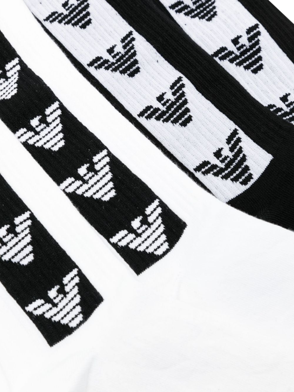 Emporio Armani Twee paar sokken met logo-intarsia - Zwart