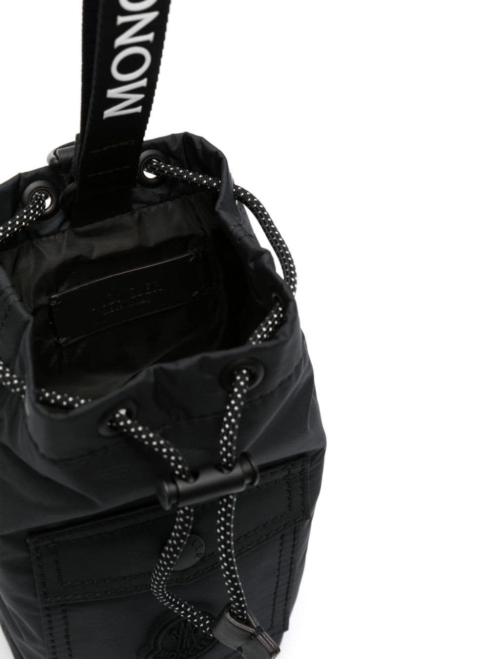 Shop Moncler Logo-patch Mini Bucket Bag In 黑色