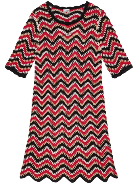 GANNI scalloped crochet minidress