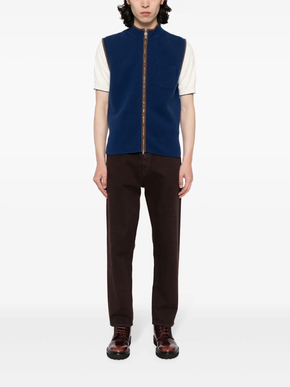 N.Peal Shaftsbury gilet van biologisch kasjmier - Blauw