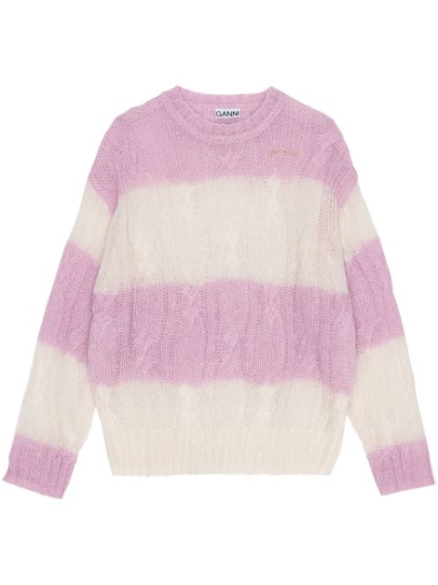 GANNI striped cable-knit jumper Women