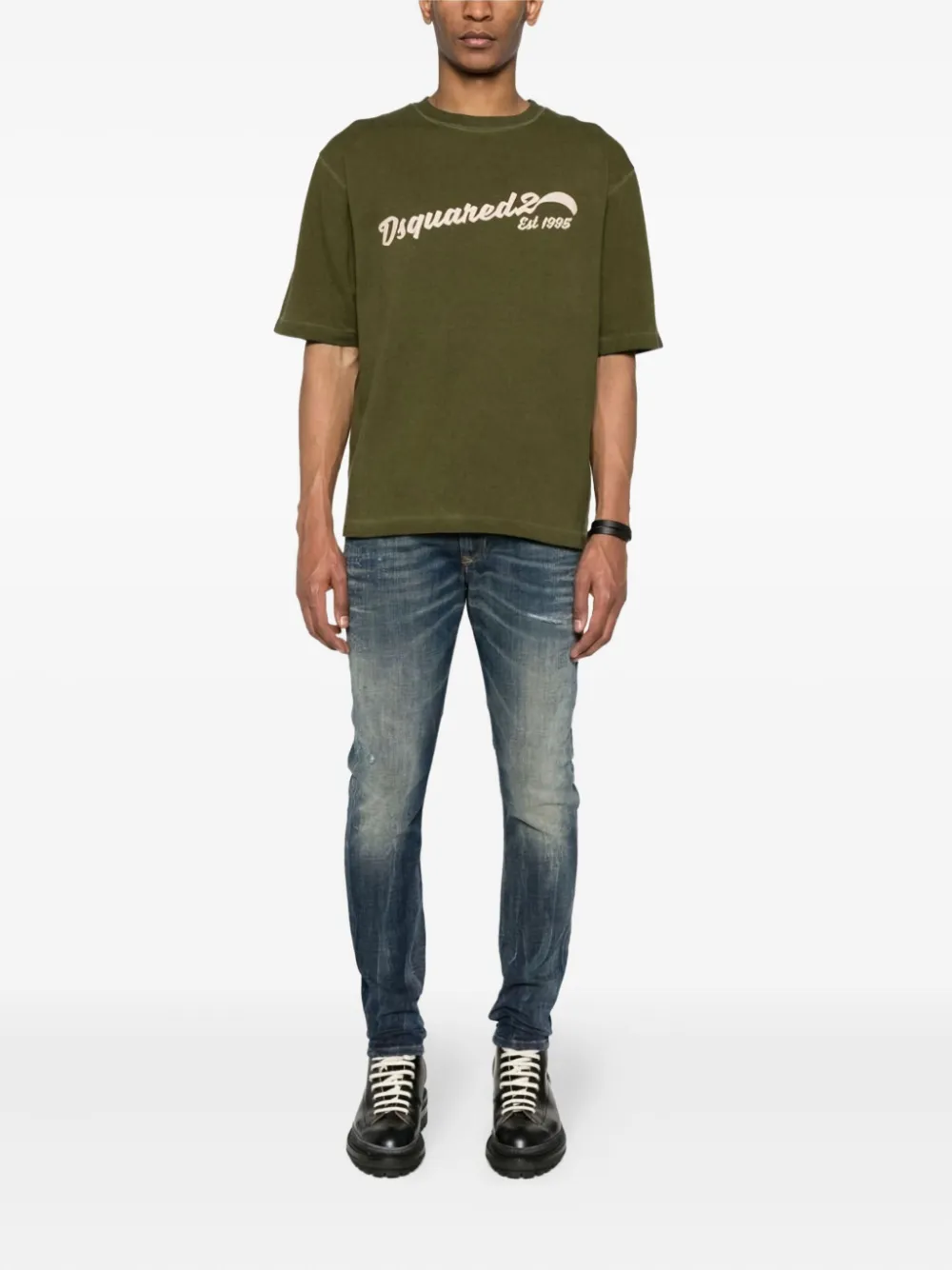 Dsquared2 Logo-embroidered T-shirt In Green