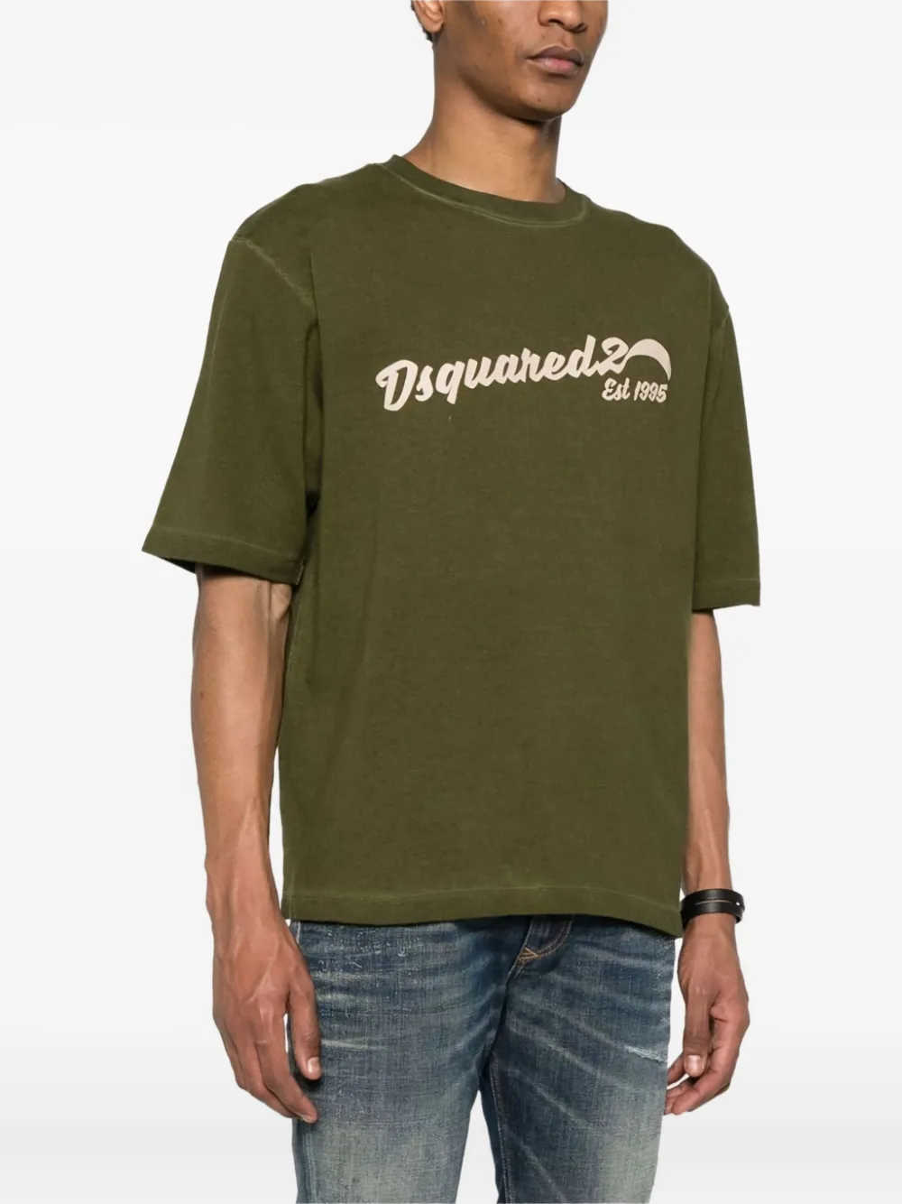 Dsquared2 Logo-embroidered T-shirt In Green