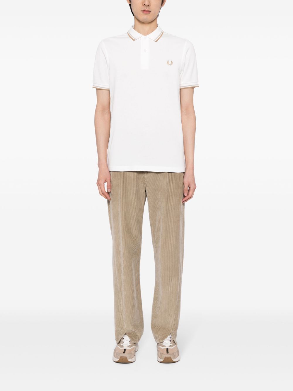Shop Fred Perry Twin Tipped Polo Short In White