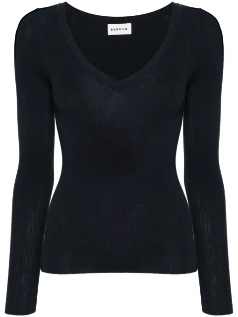 P.A.R.O.S.H. V-neck ribbed-knit top