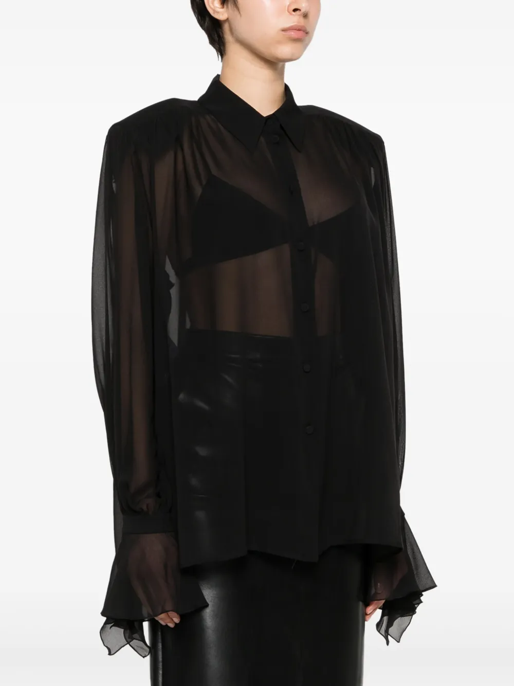 THE ANDAMANE Zijde-chiffon blouse Zwart