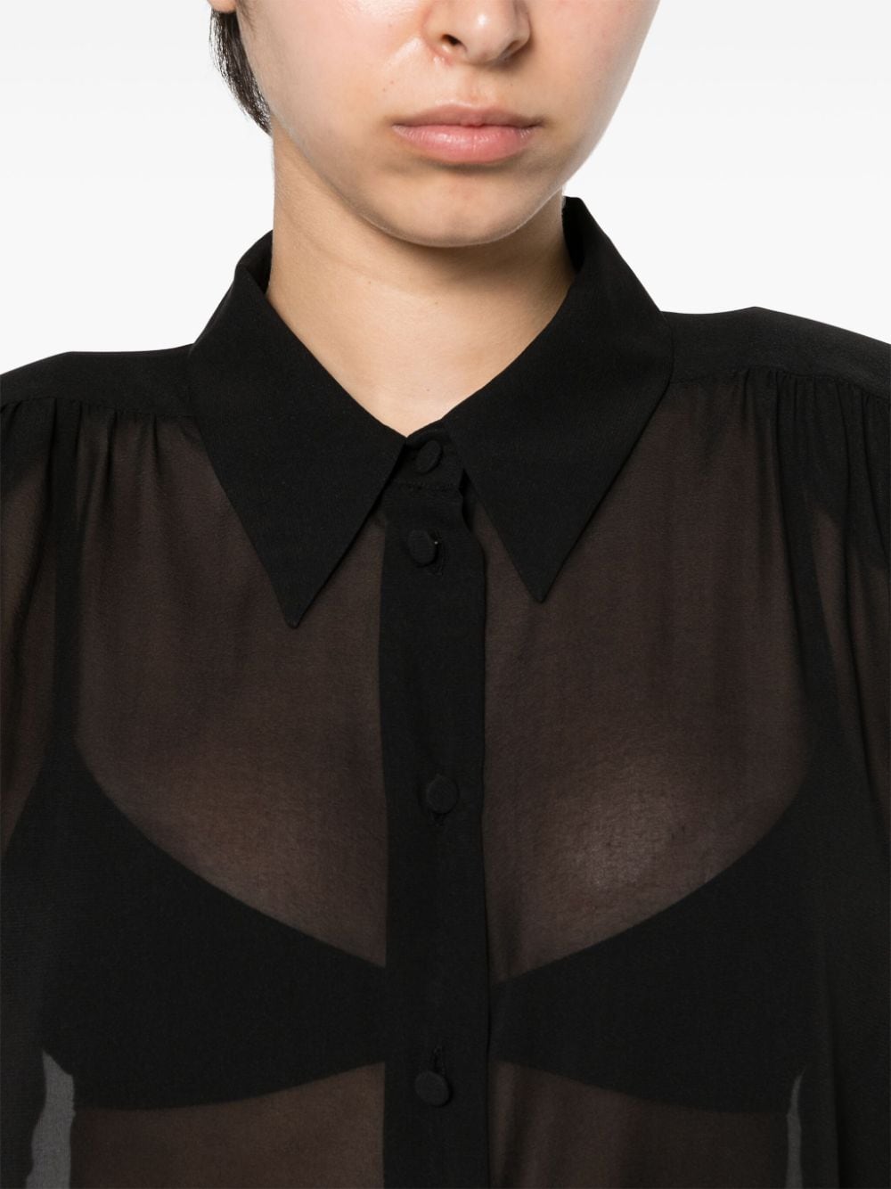 THE ANDAMANE Zijde-chiffon blouse Zwart