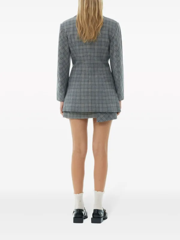 GANNI Check Mix single-breasted Blazer | Grey | FARFETCH BH
