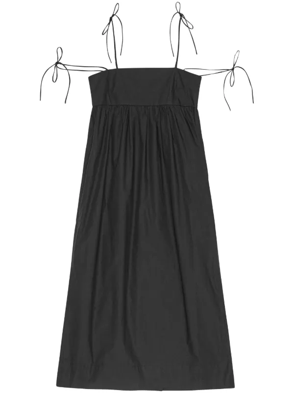 ganni black midi dress Washed Stretch Cotton Smock Midi Dress