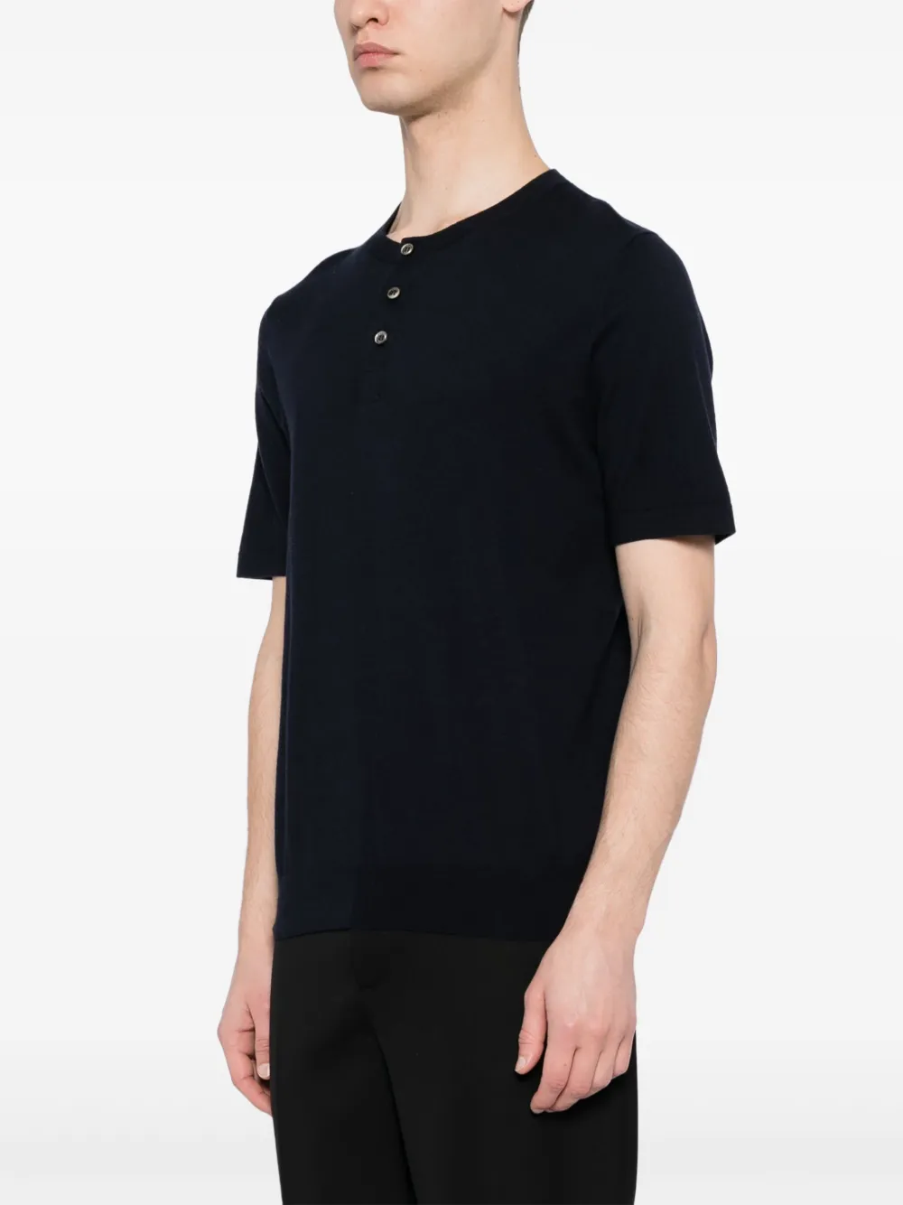 N.Peal Henley katoenen T-shirt Blauw