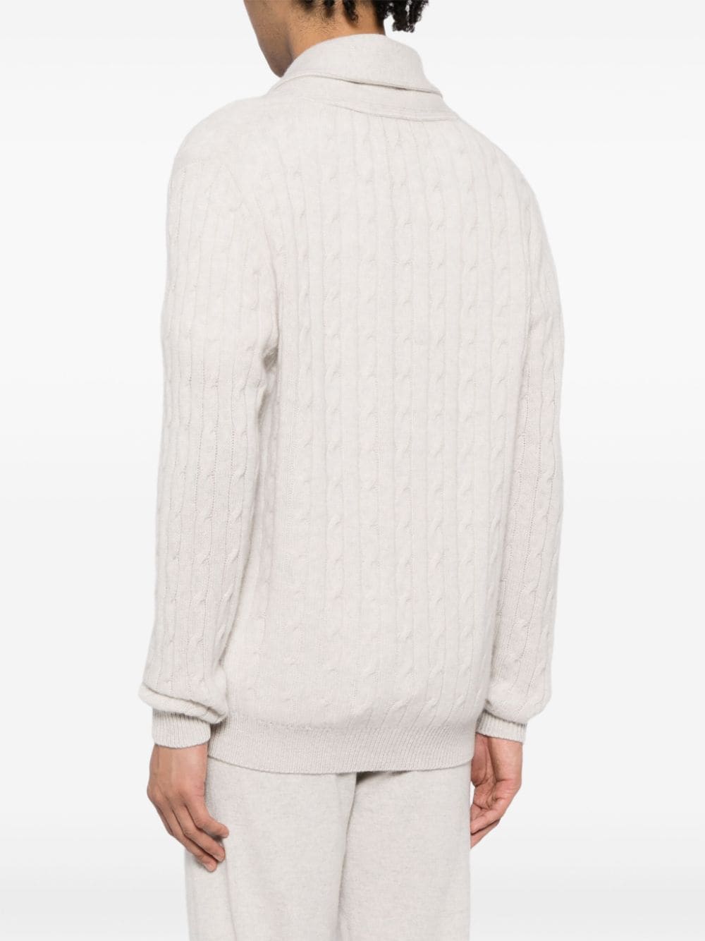 Shop N•peal Garrick Cable-knit Cardigan In Neutrals