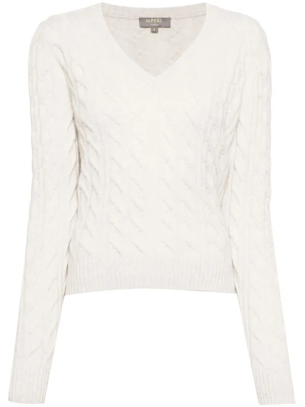 Frankie cable-knit Cashmere Jumper Grey FARFETCH BE
