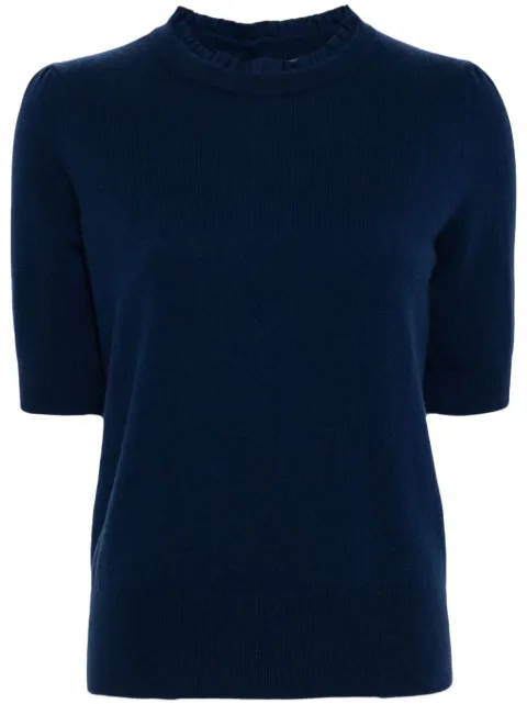 N.Peal ruffle-trim cashmere T-shirt