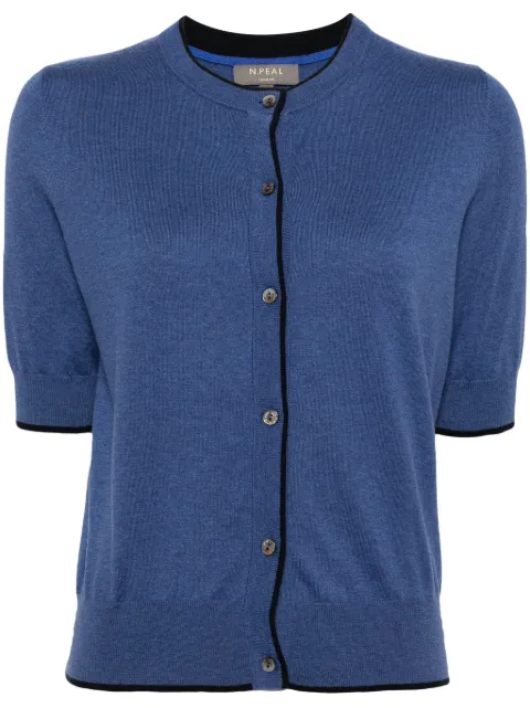 N.Peal contrast-trim button-up cardigan
