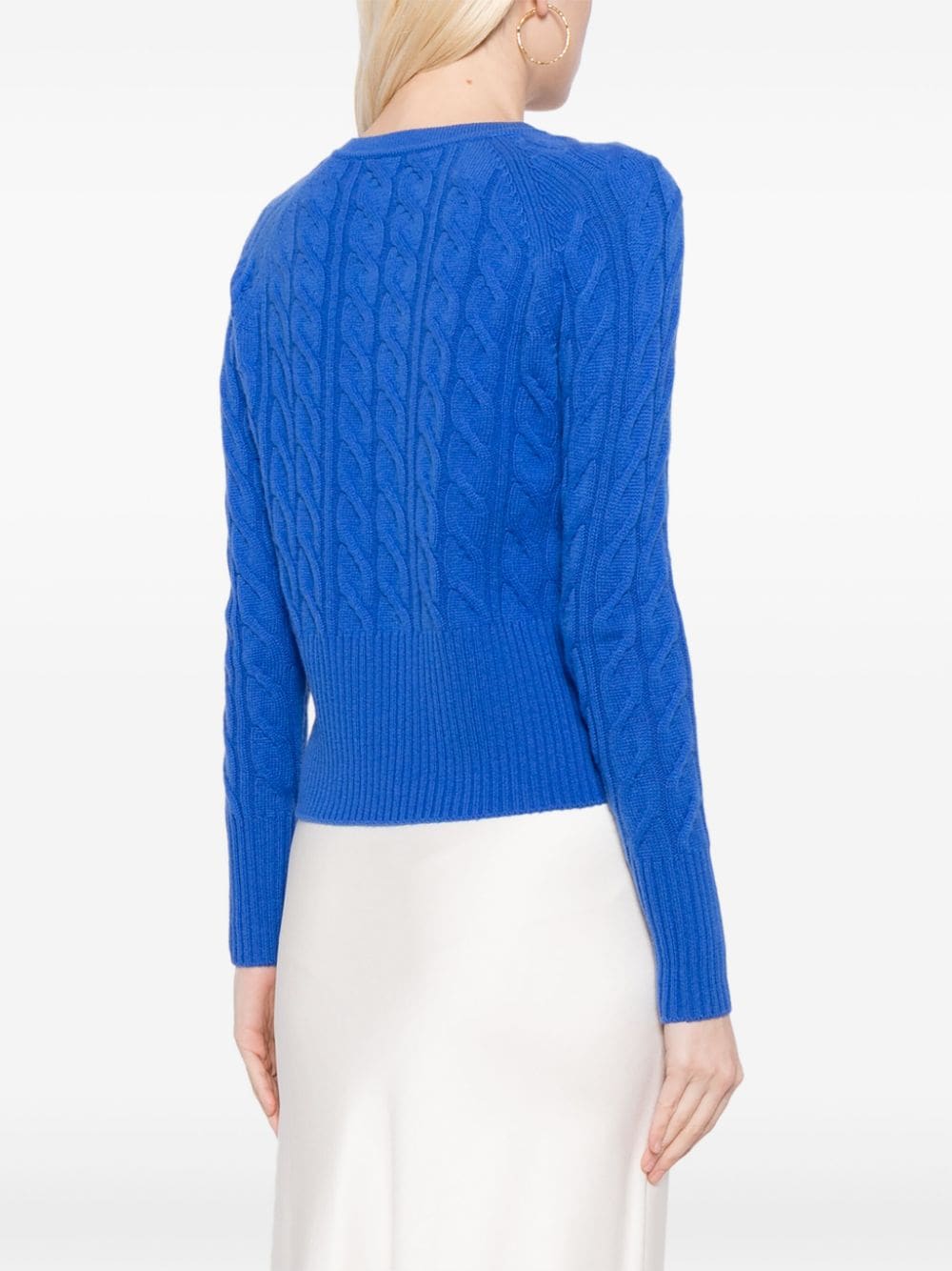 Shop N•peal Myla Cable-knit Cashmere Cardigan In Blau