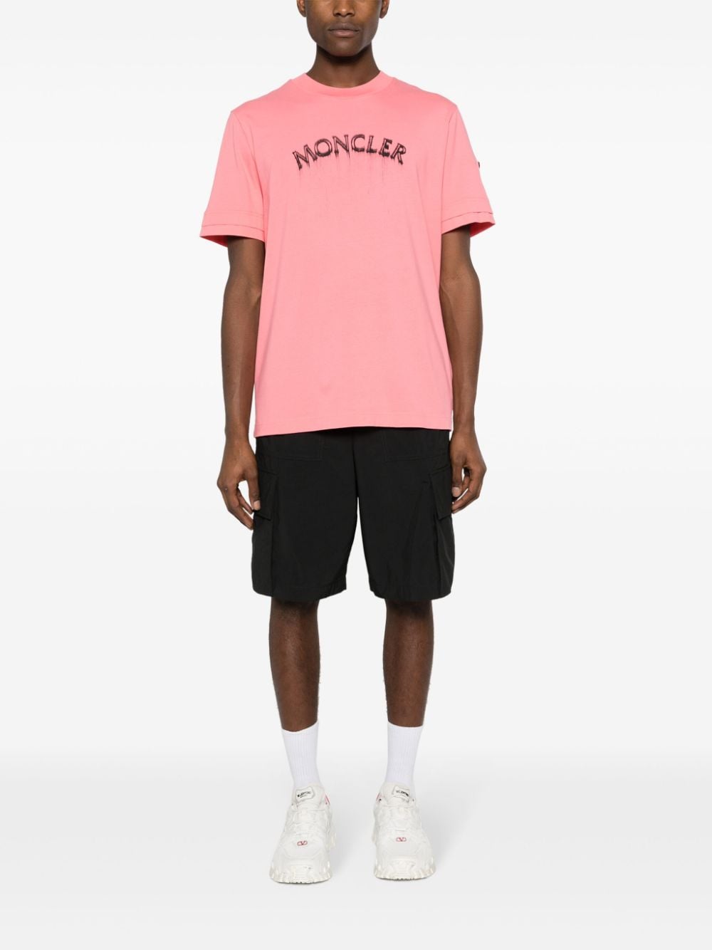 Moncler logo-print cotton T-shirt - Roze