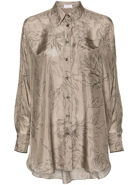 Brunello Cucinelli camisa de seda estampada