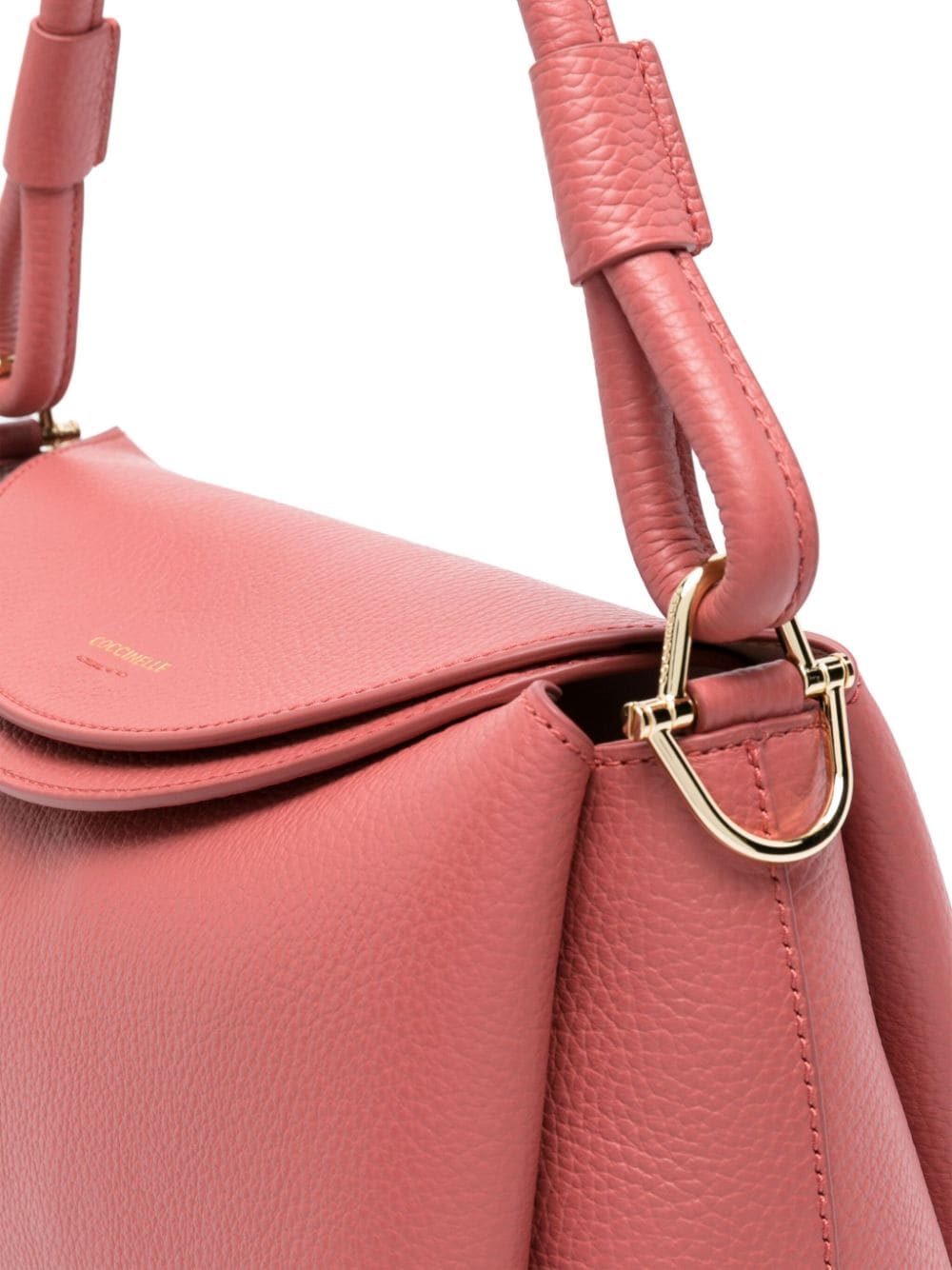 Shop Coccinelle Medium Eclyps Leather Shoulder Bag In 粉色