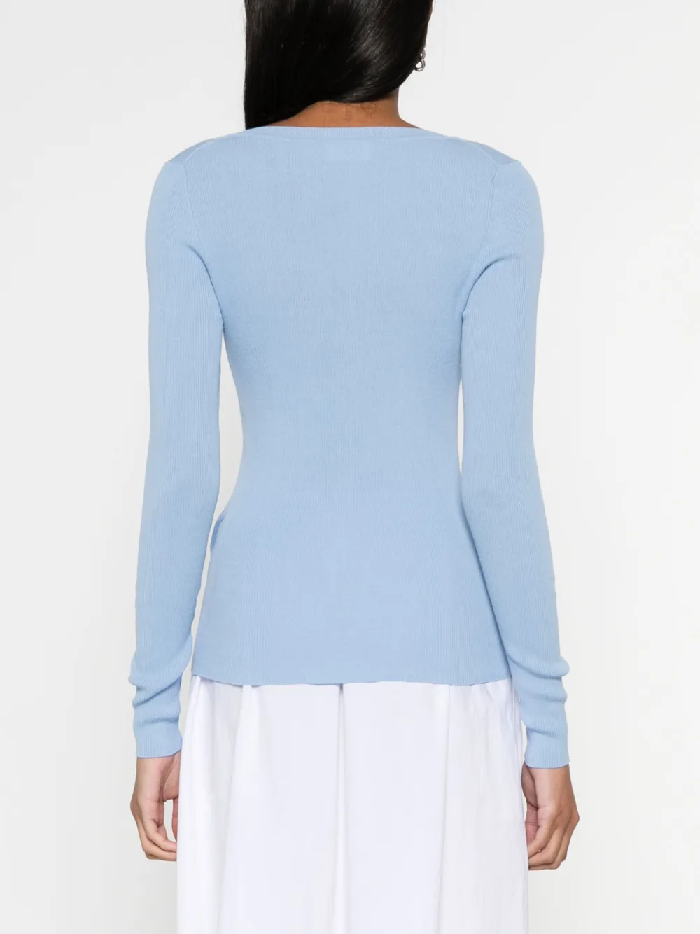 Shop P.a.r.o.s.h Ribbed-knit Cardigan In Blue