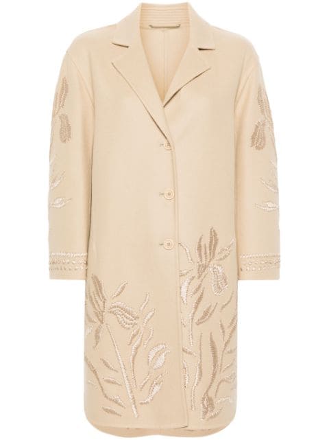 Ermanno Scervino floral-embroidered virgin wool coat