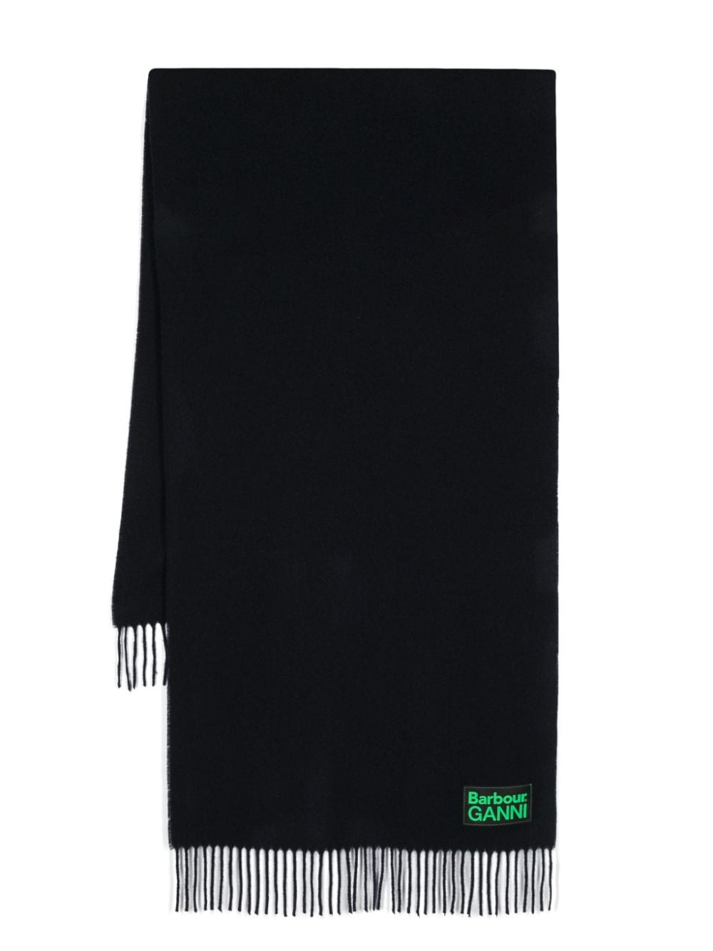 x Ganni logo-patch wool scarf