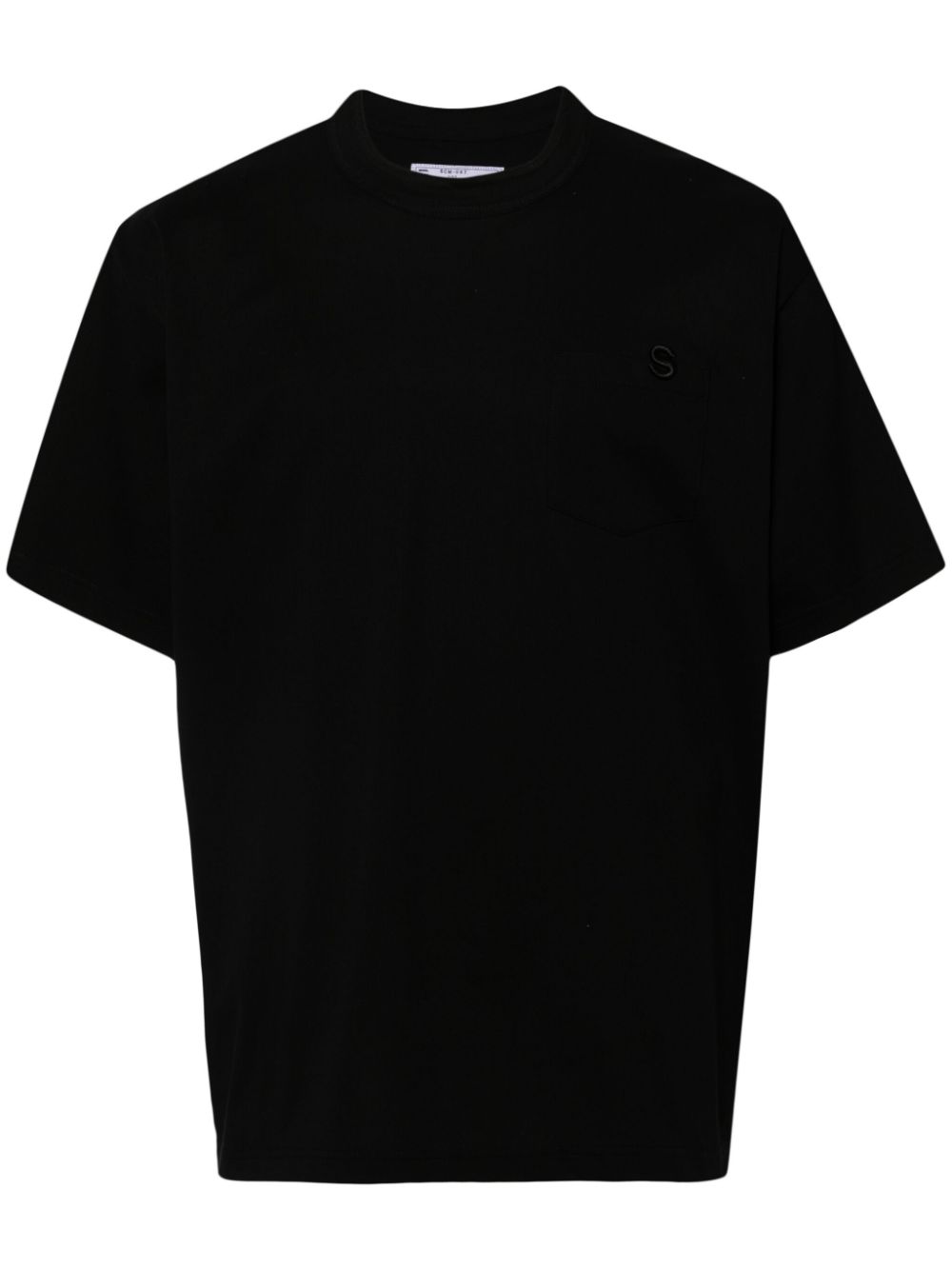 Shop Sacai Embroidered-logo Cotton T-shirt In Black