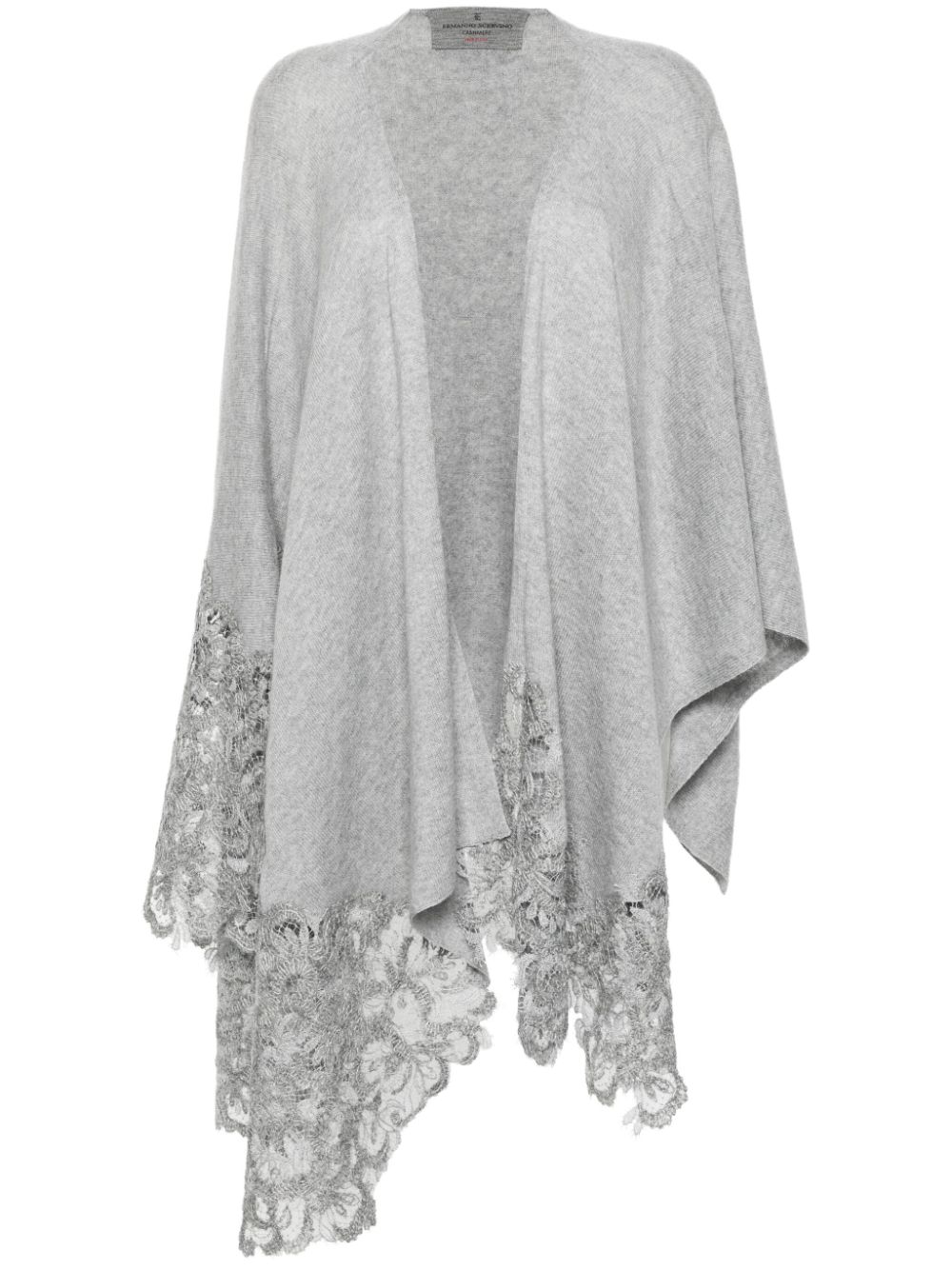 floral-lace cashmere cape
