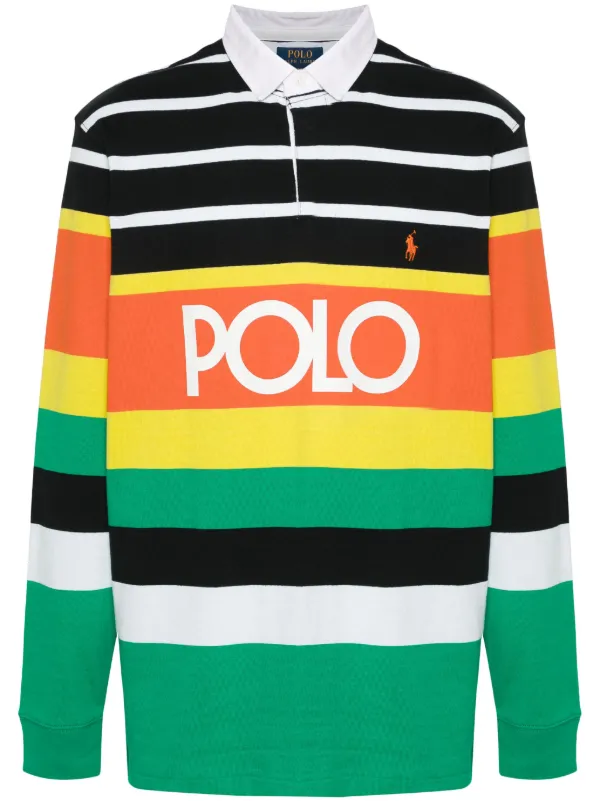 Polo Ralph Lauren logo stamp Knitted Polo Shirt Orange FARFETCH TR