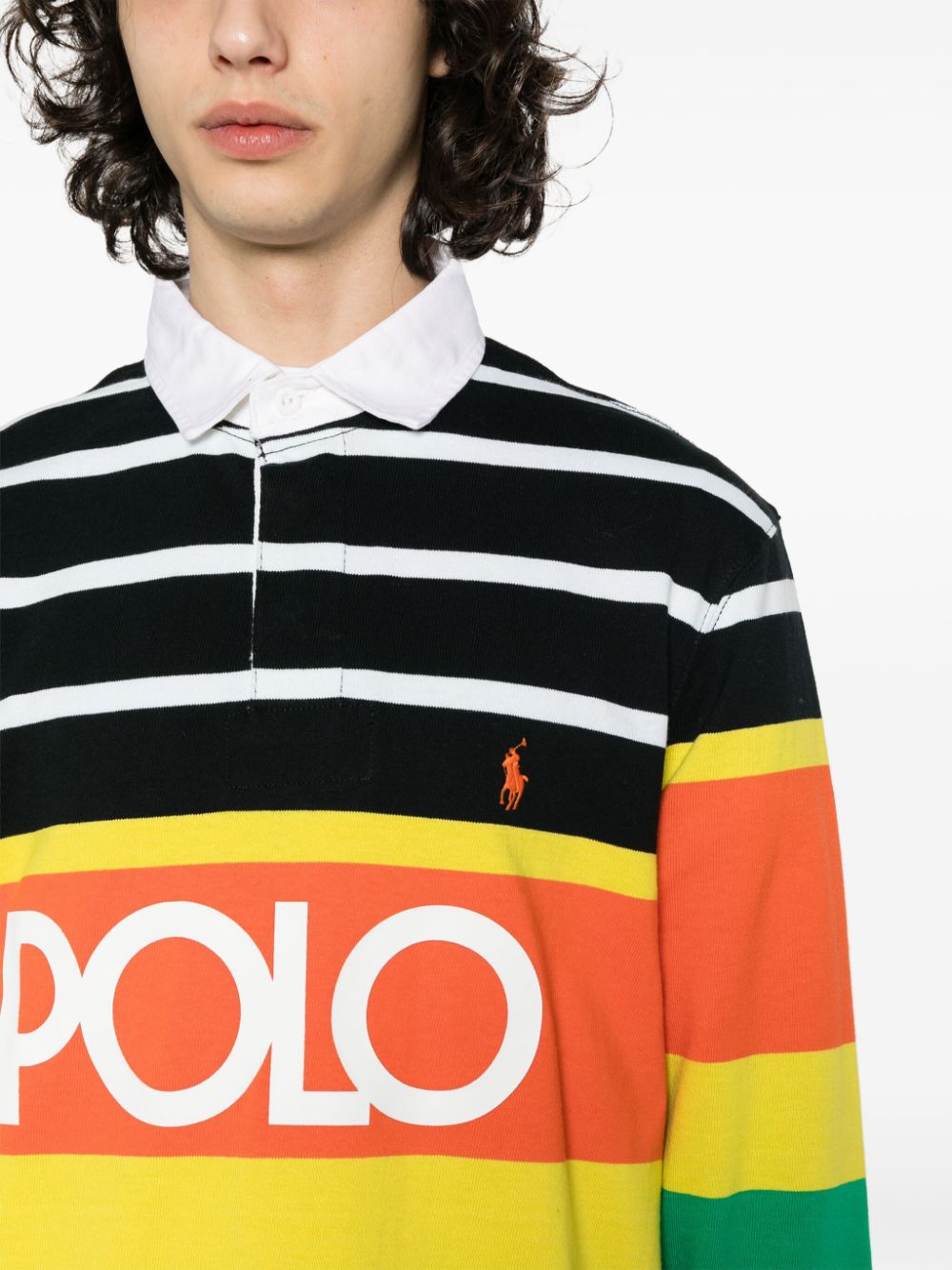 Shop Polo Ralph Lauren Logo-stamp Knitted Polo Shirt In Orange