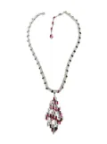 Jennifer Gibson Jewellery Vintage Modernist Ruby Crystal Necklace 1960s - Red