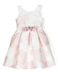 Abel & Lula floral-jacquard pleated dress - White