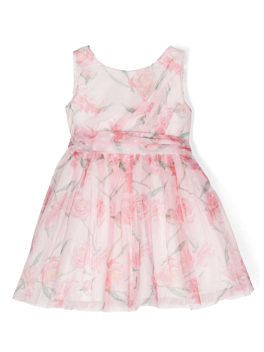 Abel & Lula Kids' Floral-print Tulle Dress In Pink