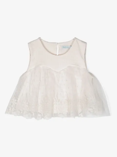 Abel & Lula floral-lace point d'esprit blouse