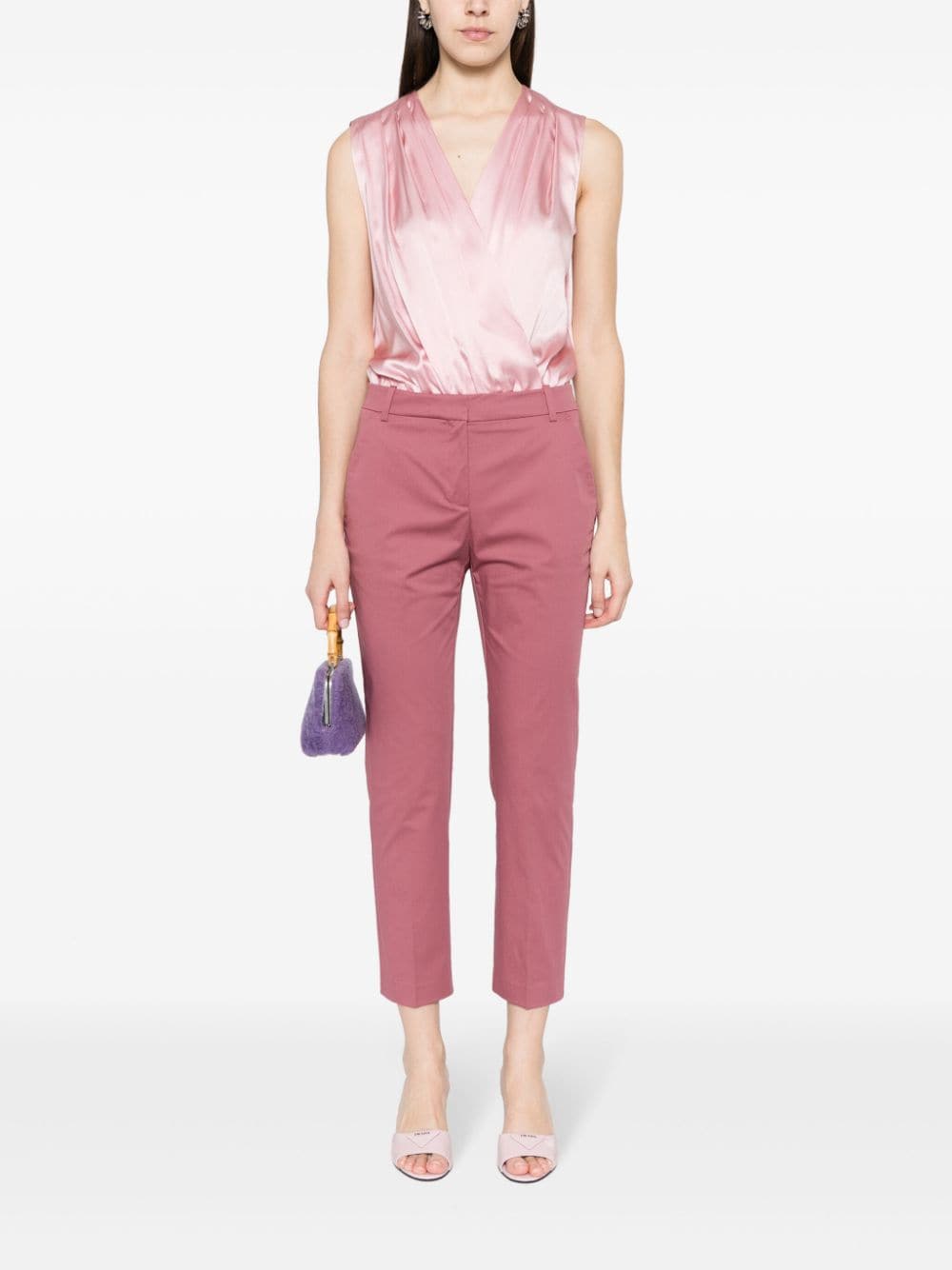 Shop Pinko Bello Mid-waist Cigarette Trousers In Pink
