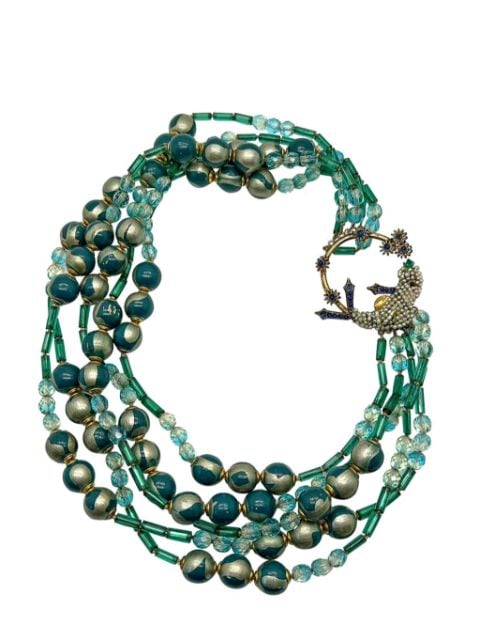 Jennifer Gibson Jewellery Vintage Ornella Italy Bird of Paradise Clasped Multirow Necklace 1960s