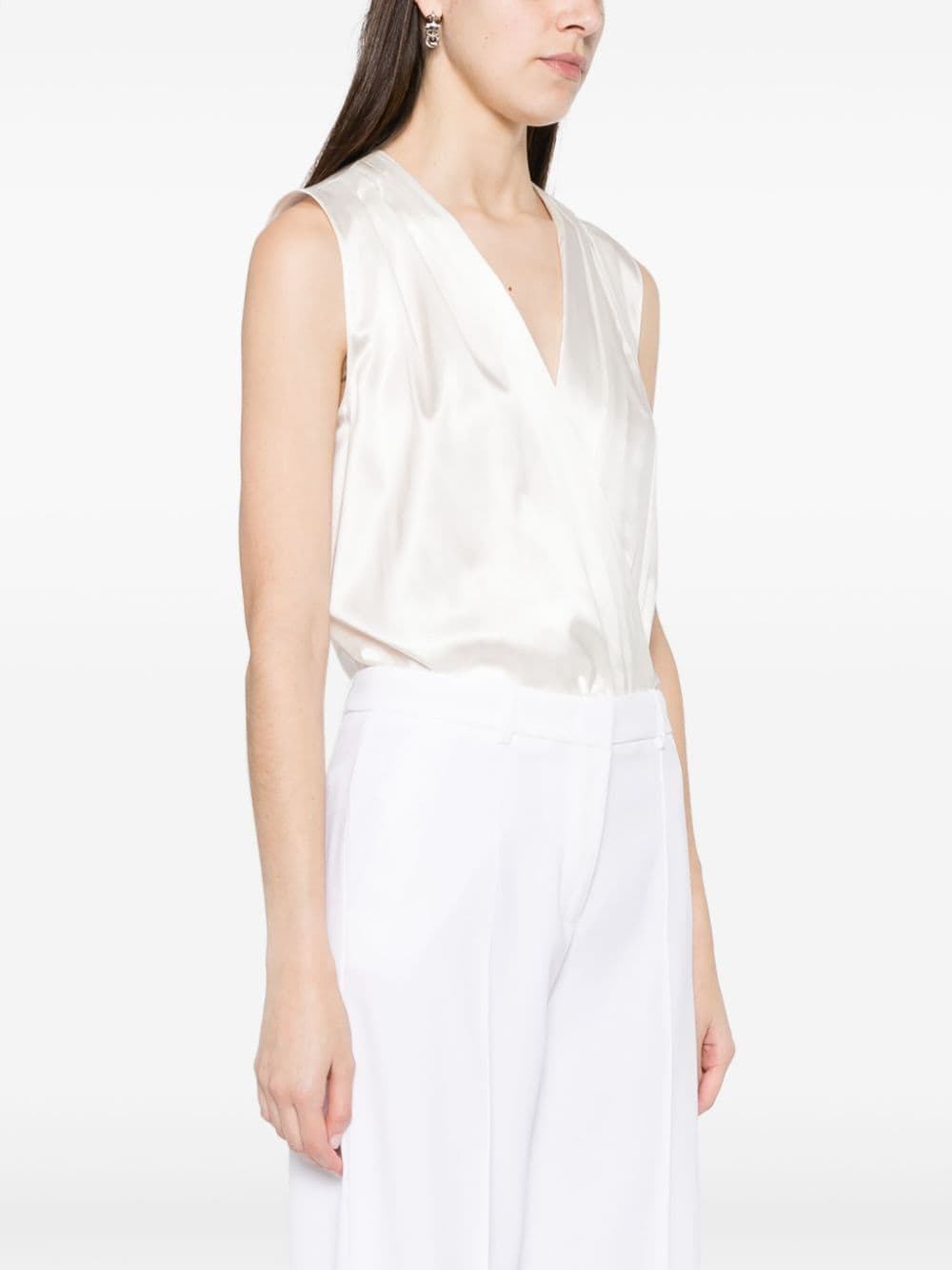 Shop Pinko Ines Satin Bodysuit In White