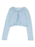 Abel & Lula pointelle-knit cropped cardigan - Blue