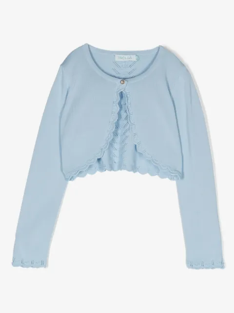 Abel & Lula pointelle-knit cropped cardigan