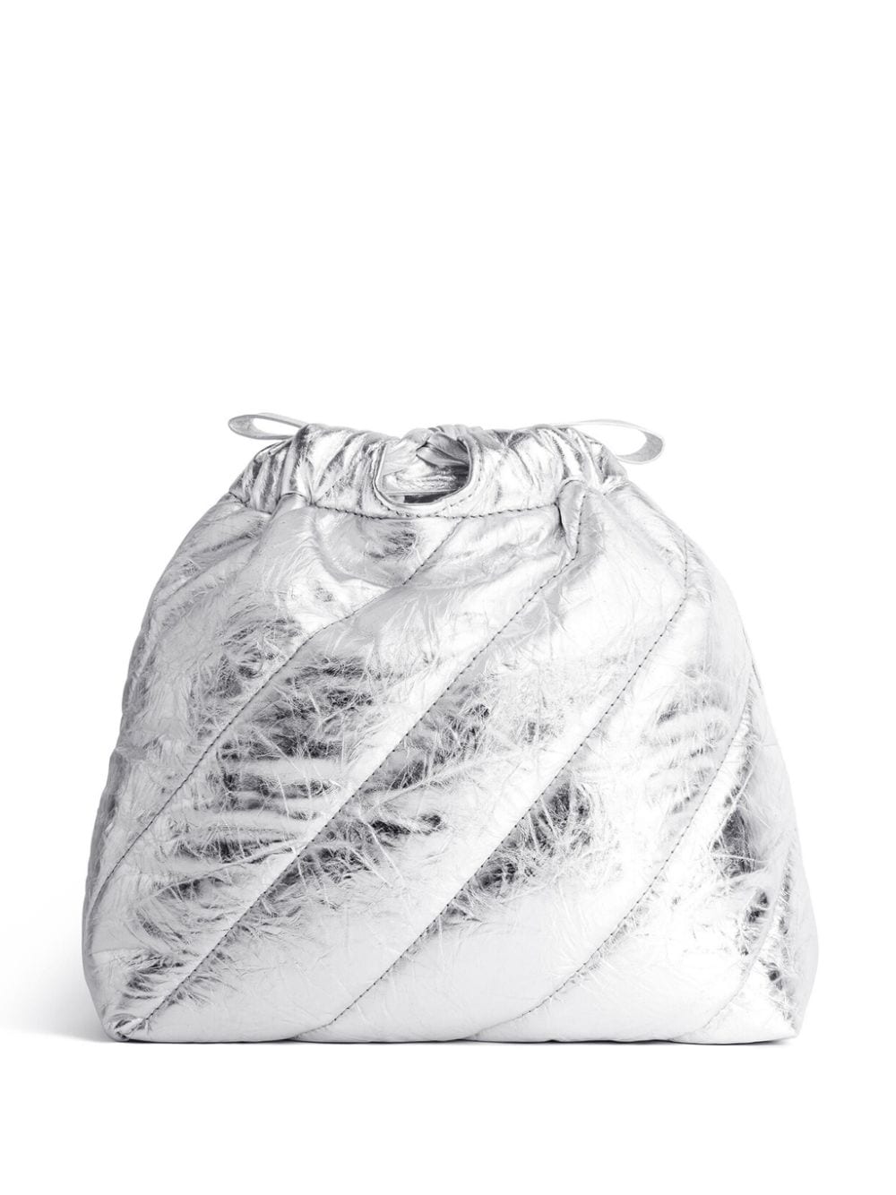 Shop Balenciaga Crush Xs Metallic Crossbody Bag In Silver