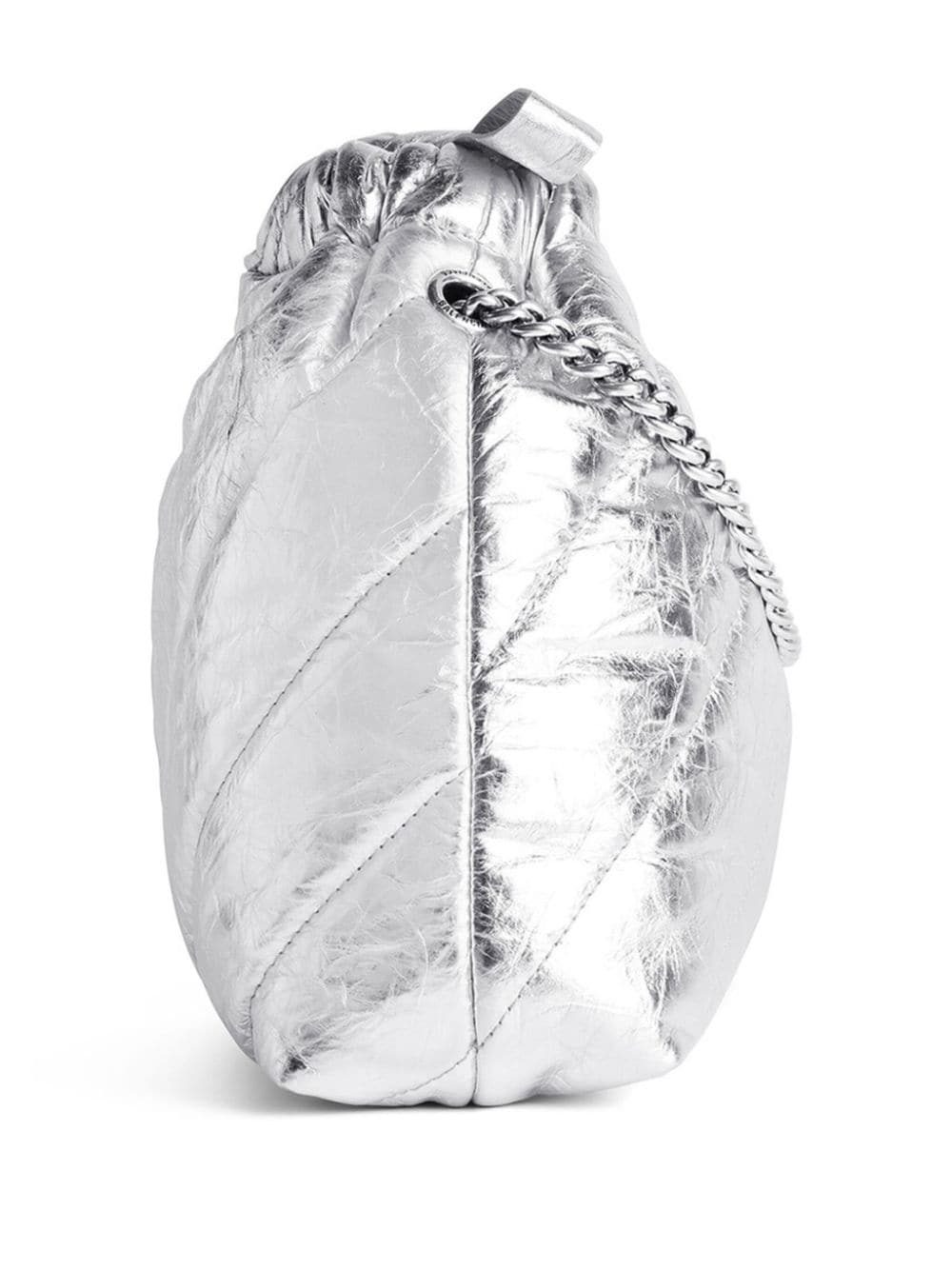 Shop Balenciaga Crush Xs Metallic Crossbody Bag In Silver