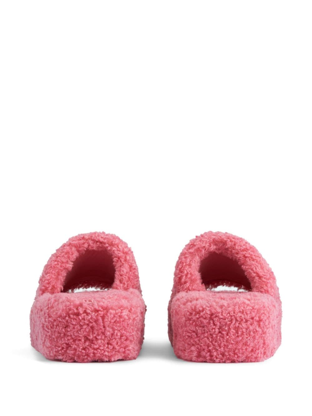 Shop Balenciaga Furry Platform Slides In Pink